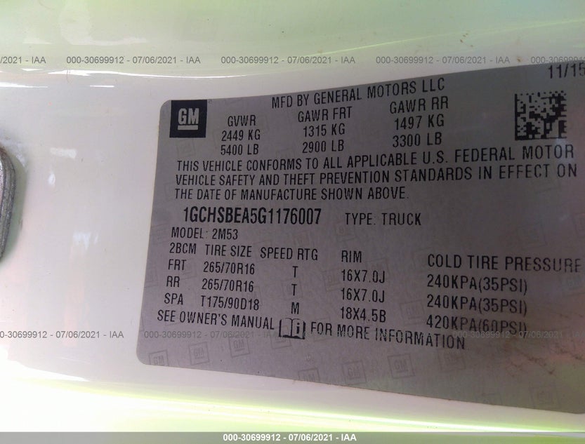 1GCHSBEA5G1176007