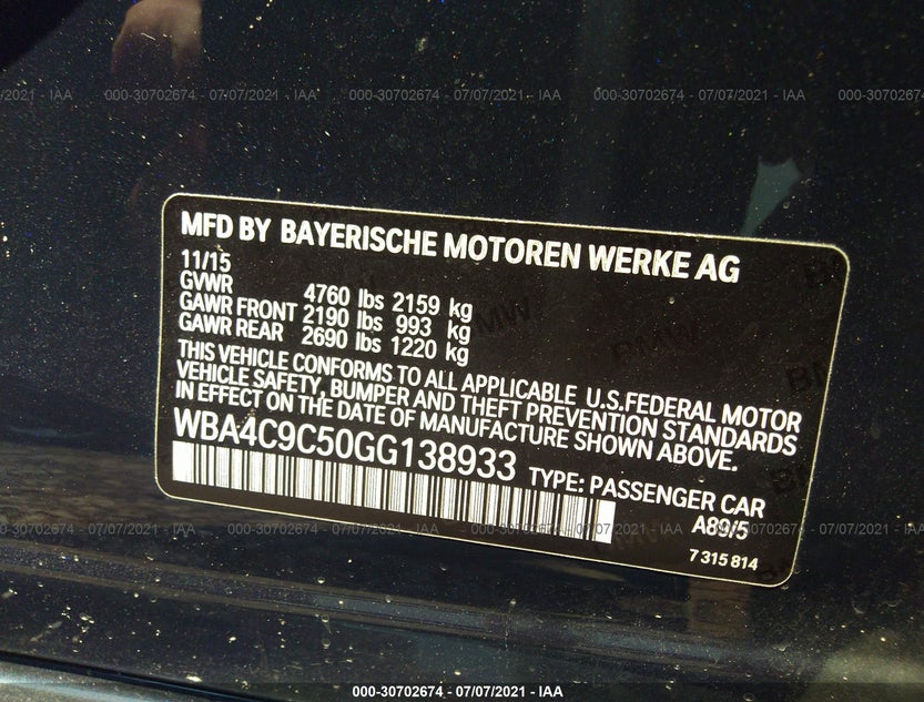 WBA4C9C50GG138933
