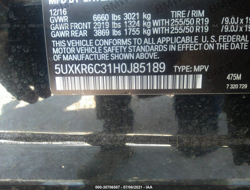 5UXKR6C31H0J85189