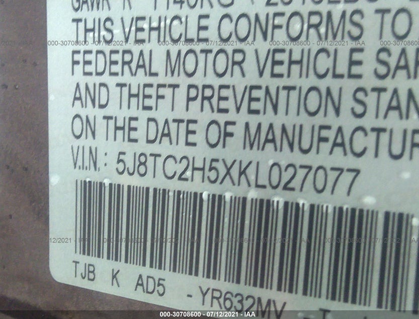 5J8TC2H5XKL027077