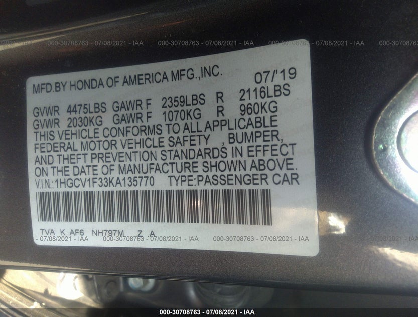 1HGCV1F33KA135770