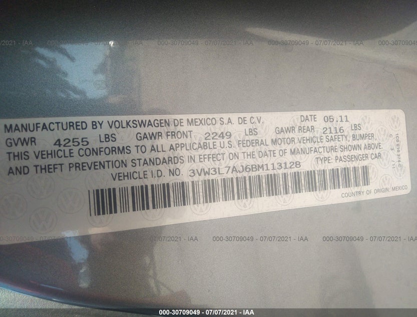 3VW3L7AJ6BM113128