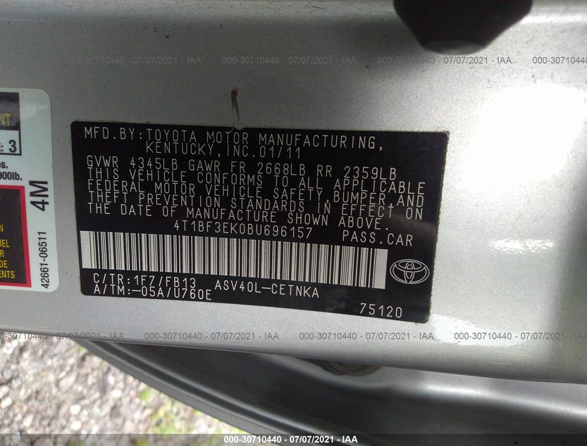 4T1BF3EK0BU696157