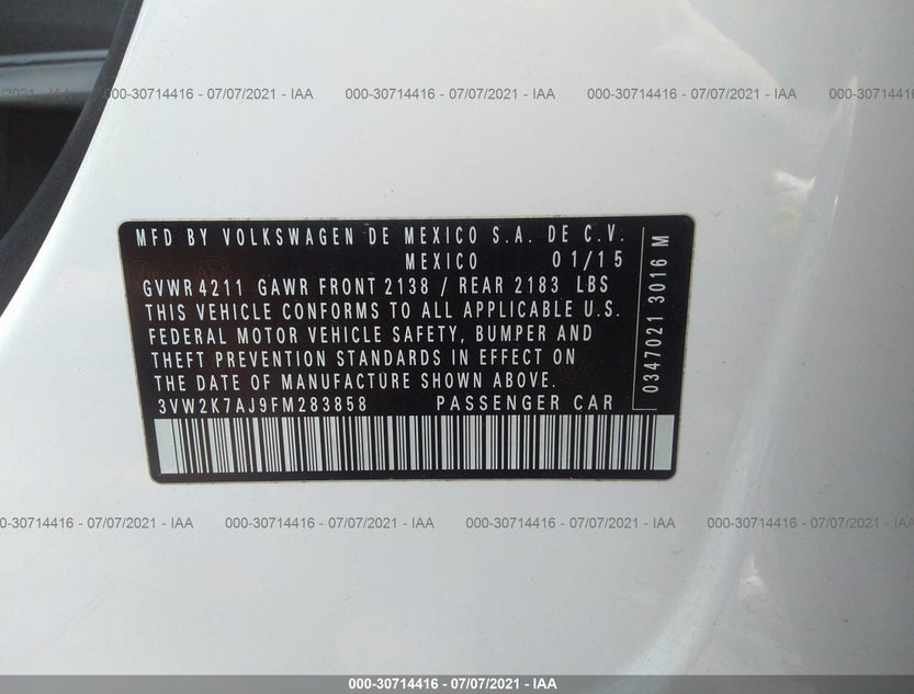 3VW2K7AJ9FM283858
