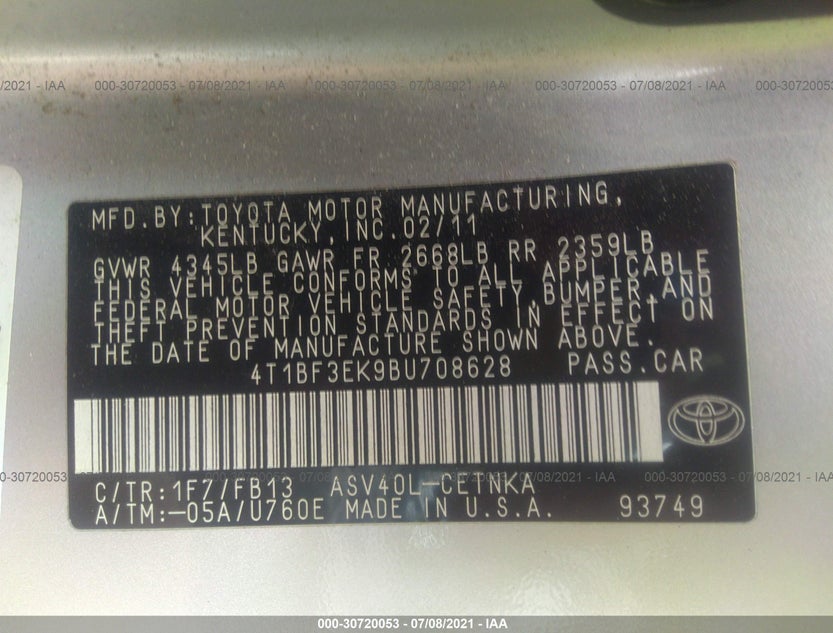 4T1BF3EK9BU708628