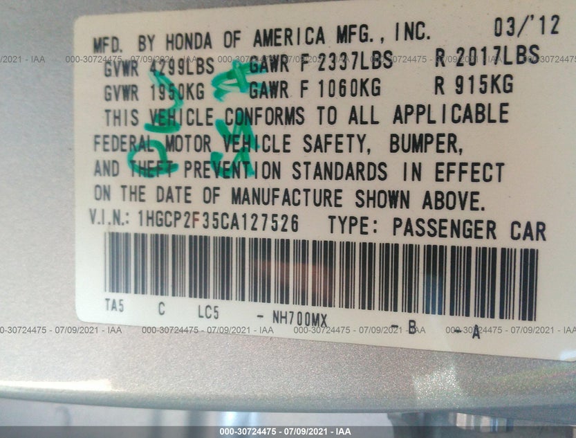 1HGCP2F35CA127526