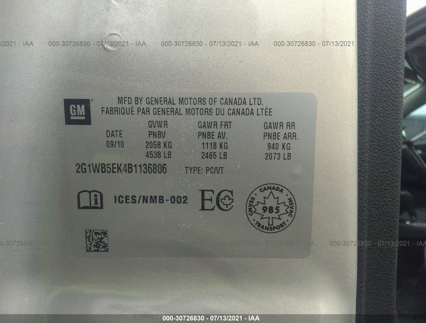 2G1WB5EK4B1136806