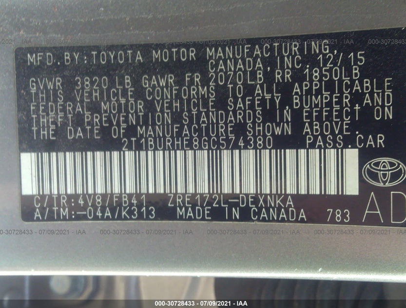 2T1BURHE8GC574380