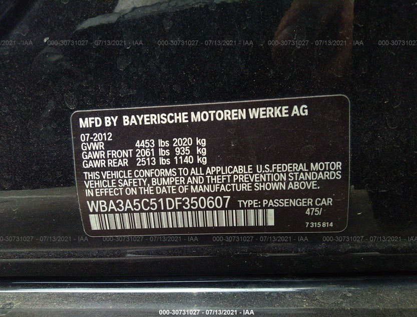 WBA3A5C51DF350607