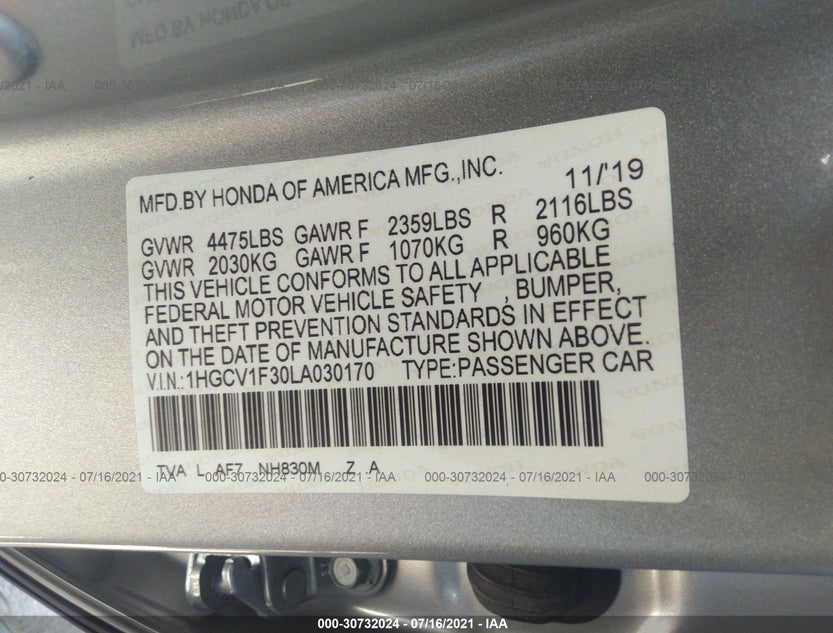 1HGCV1F30LA030170