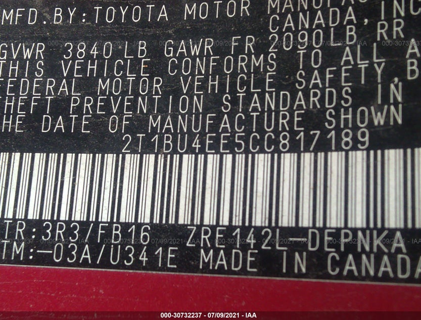 2T1BU4EE5CC817189