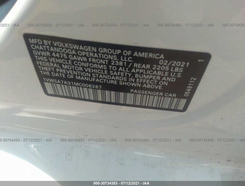 1VWSA7A31MC006267