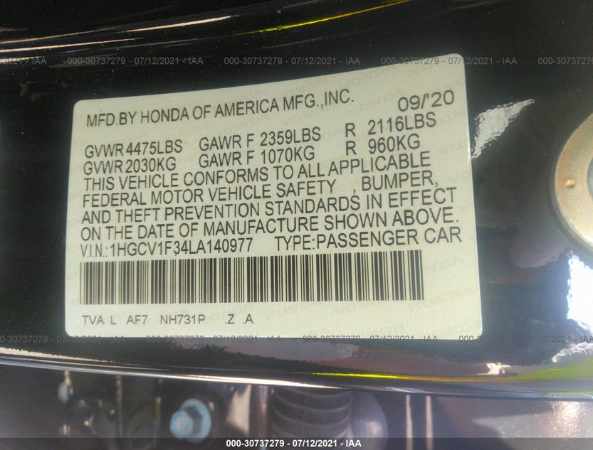 1HGCV1F34LA140977