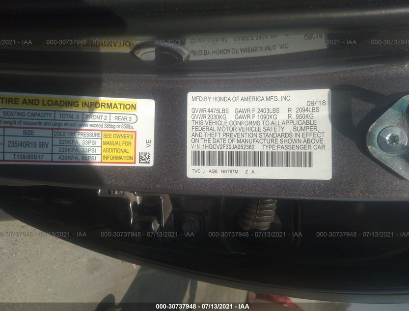 1HGCV2F30JA052382