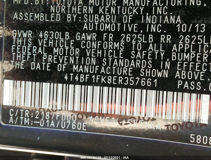 4T4BF1FK8ER357661