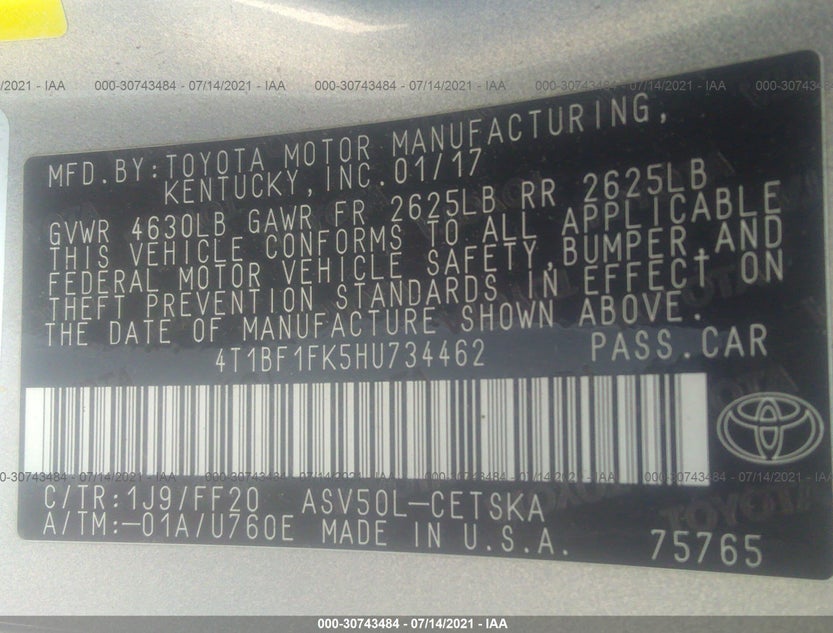 4T1BF1FK5HU734462