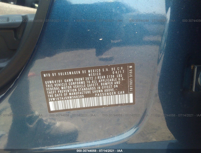 3VW167AJ5HM368389