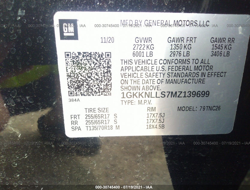 1GKKNLLS7MZ139699