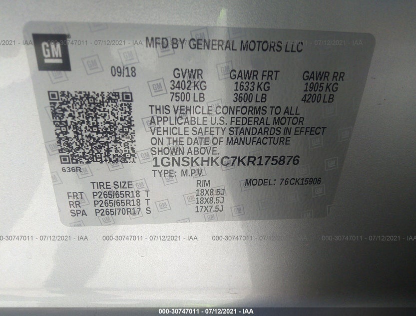 1GNSKHKC7KR175876
