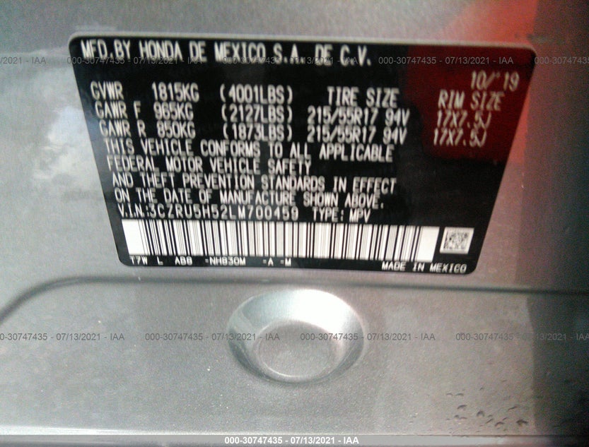 3CZRU5H52LM700459