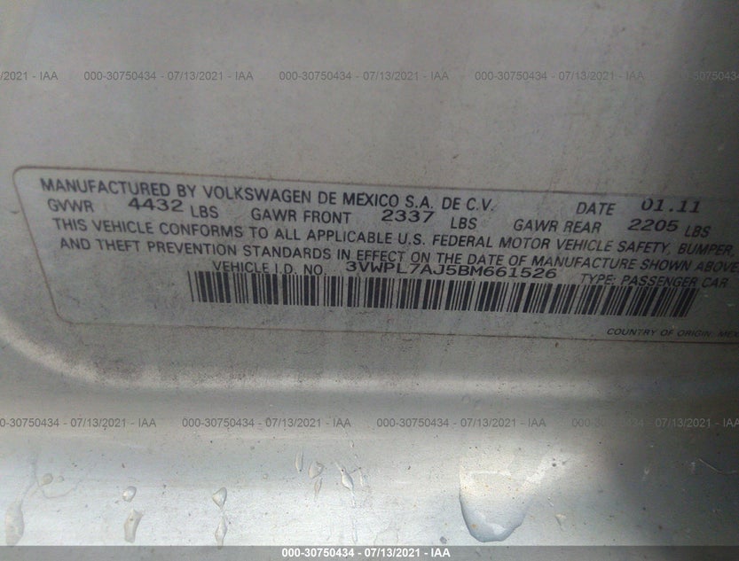 3VWPL7AJ5BM661526