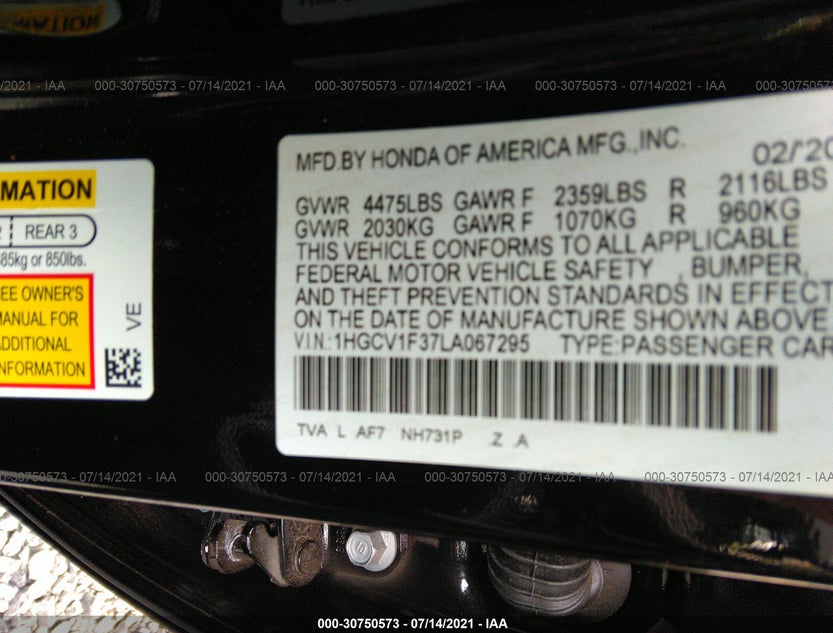 1HGCV1F37LA067295