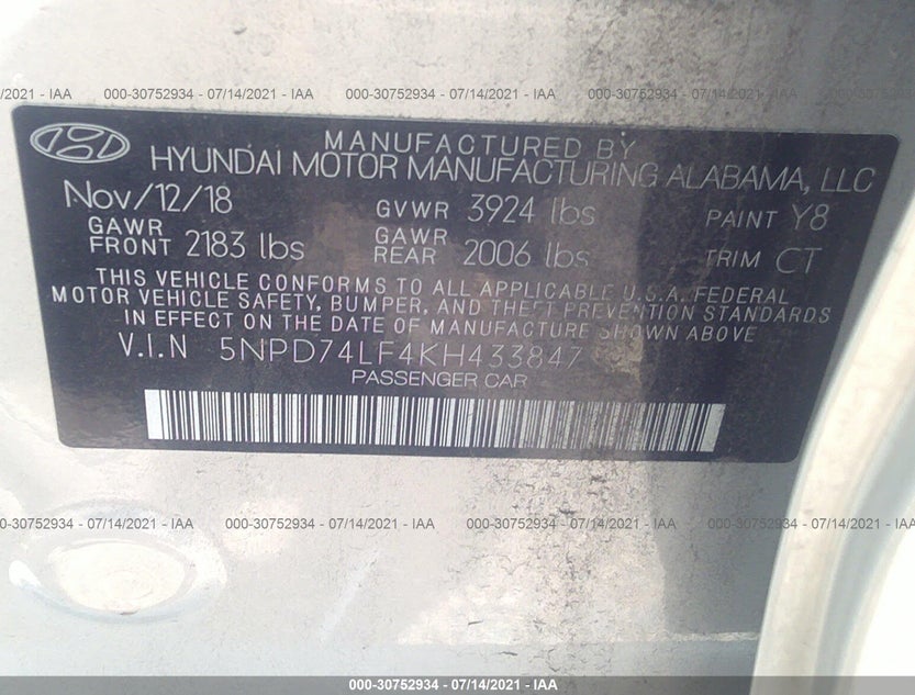 5NPD74LF4KH433847