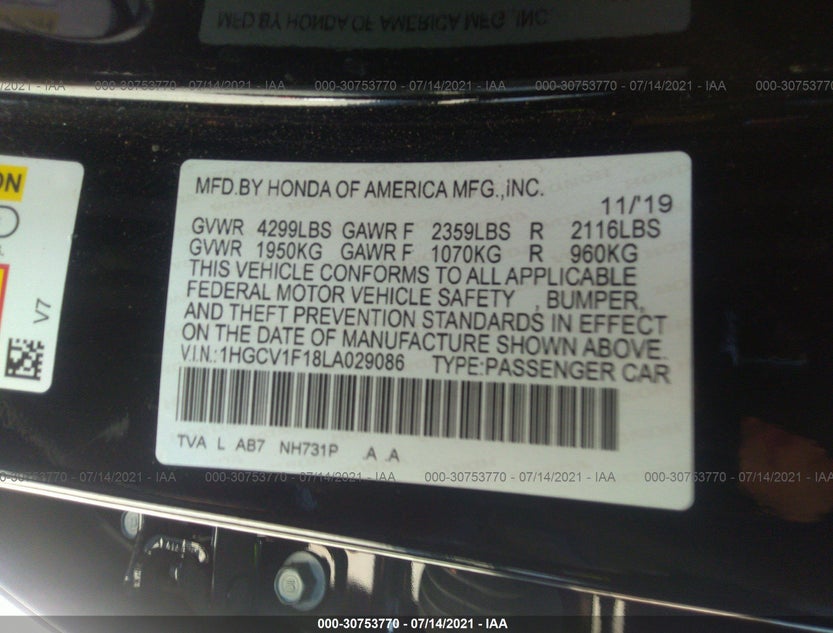 1HGCV1F18LA029086