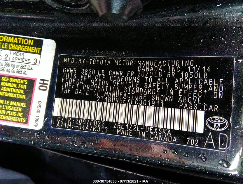2T1BURHEXFC301911