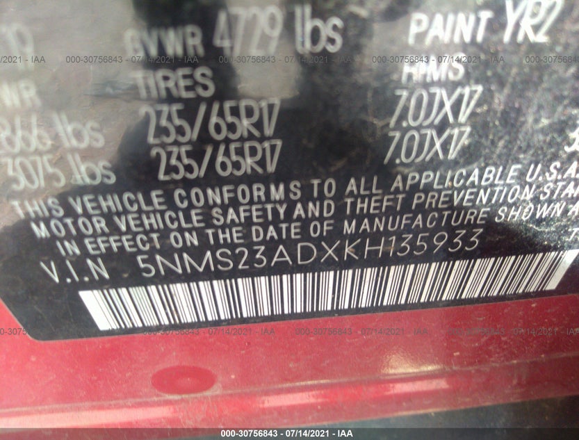 5NMS23ADXKH135933