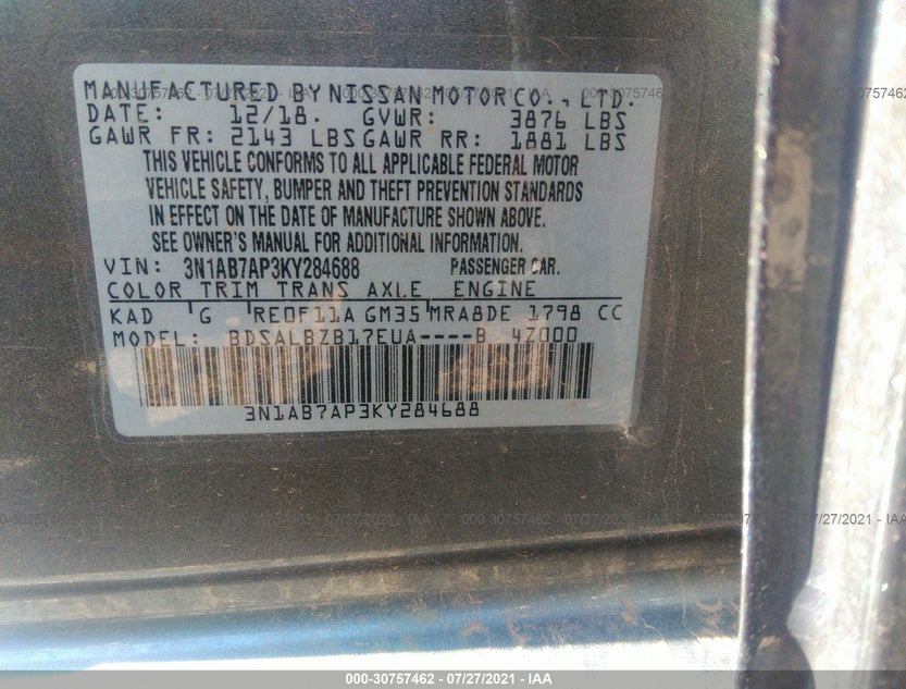 3N1AB7AP3KY284688