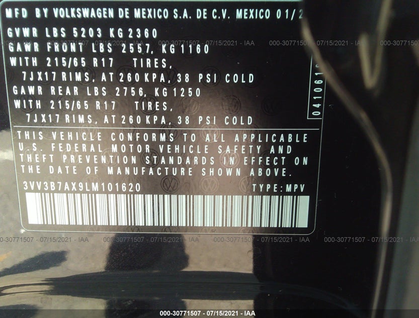3VV3B7AX9LM101620