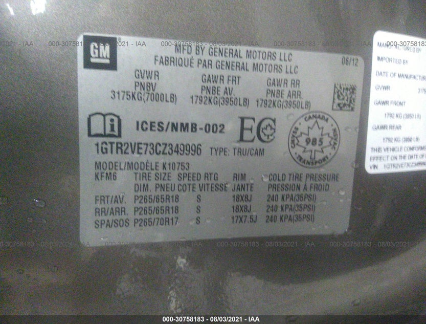 1GTR2VE73CZ349996
