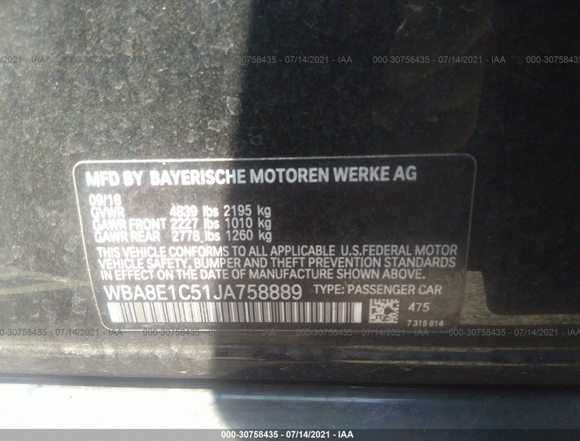 WBA8E1C51JA758889