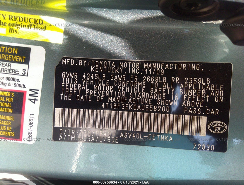 4T1BF3EK0AU558200