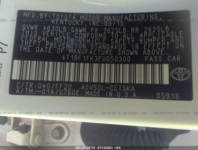 4T1BF1FK3FU050300