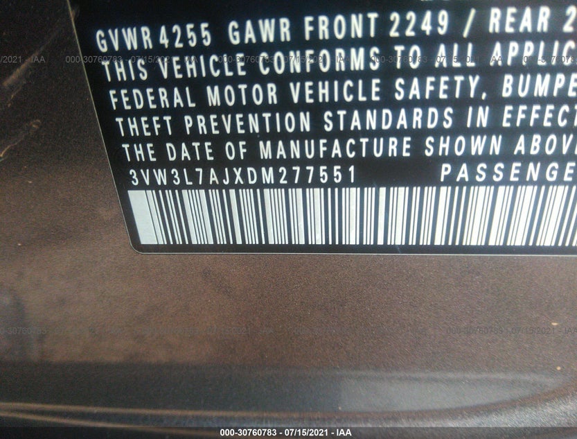 3VW3L7AJXDM277551