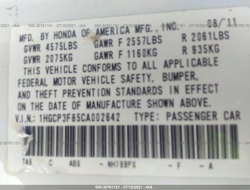 1HGCP3F85CA002642