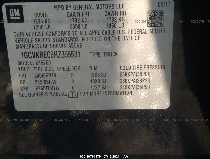 1GCVKREC8HZ355531