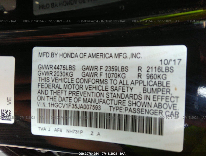 1HGCV1F35JA007593