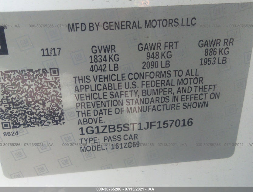 1G1ZB5ST1JF157016