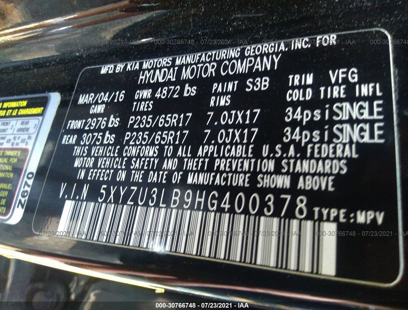 5XYZU3LB9HG400378