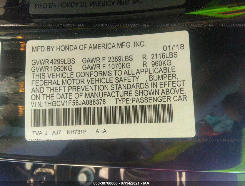 1HGCV1F58JA088378
