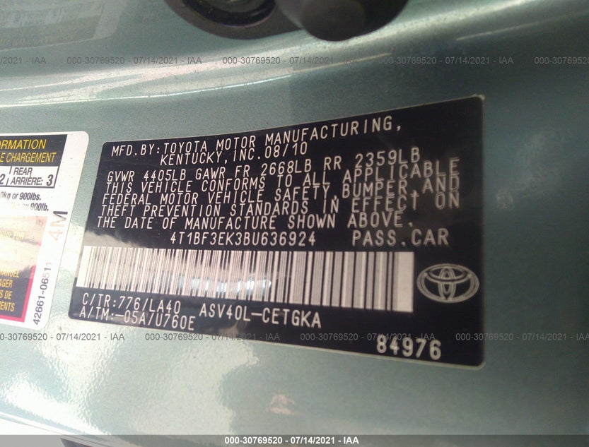 4T1BF3EK3BU636924