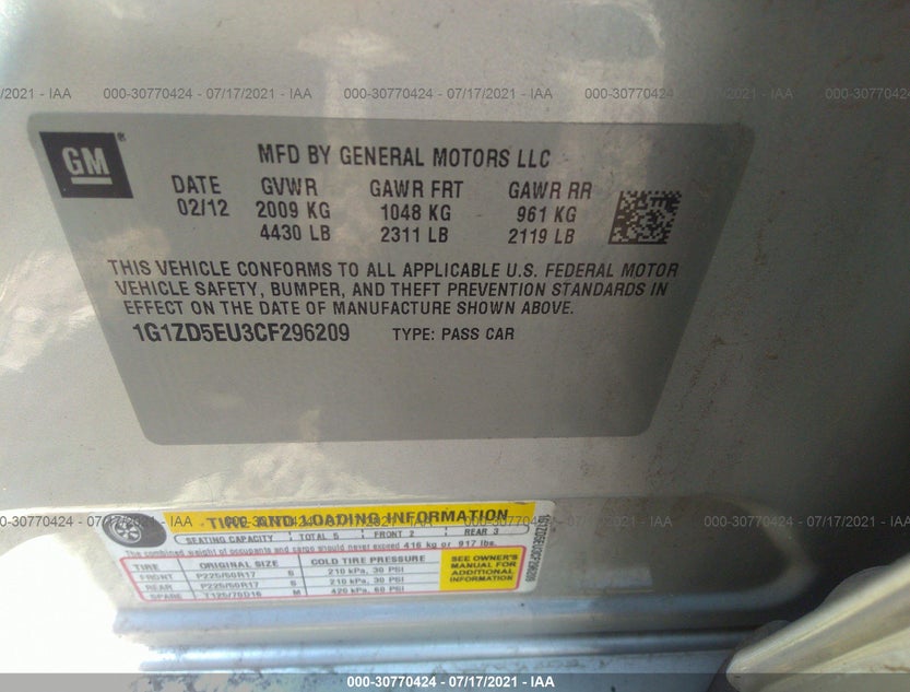 1G1ZD5EU3CF296209