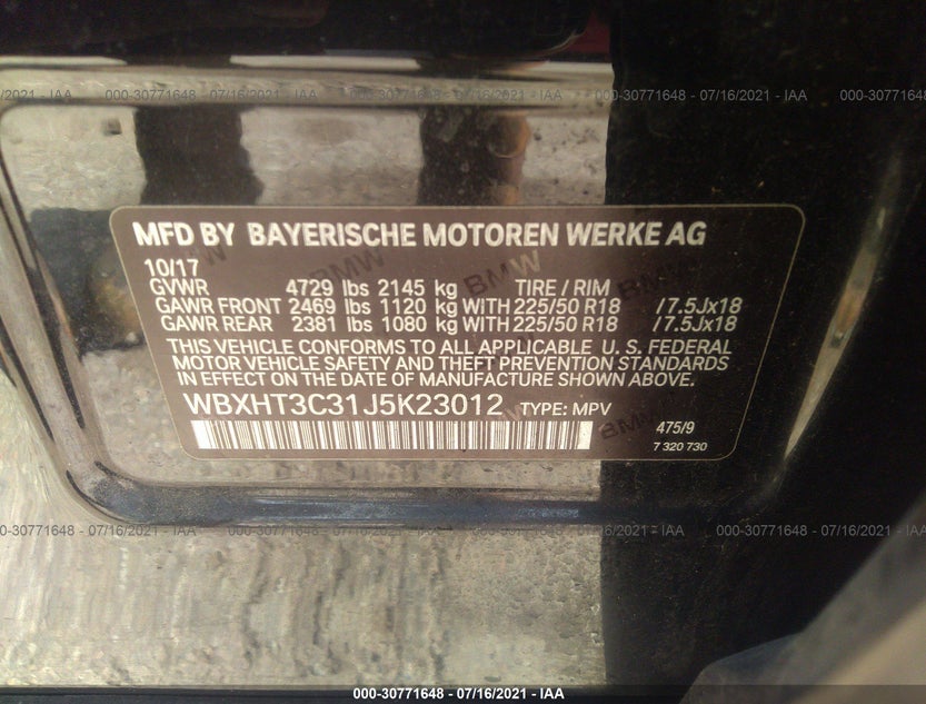 WBXHT3C31J5K23012
