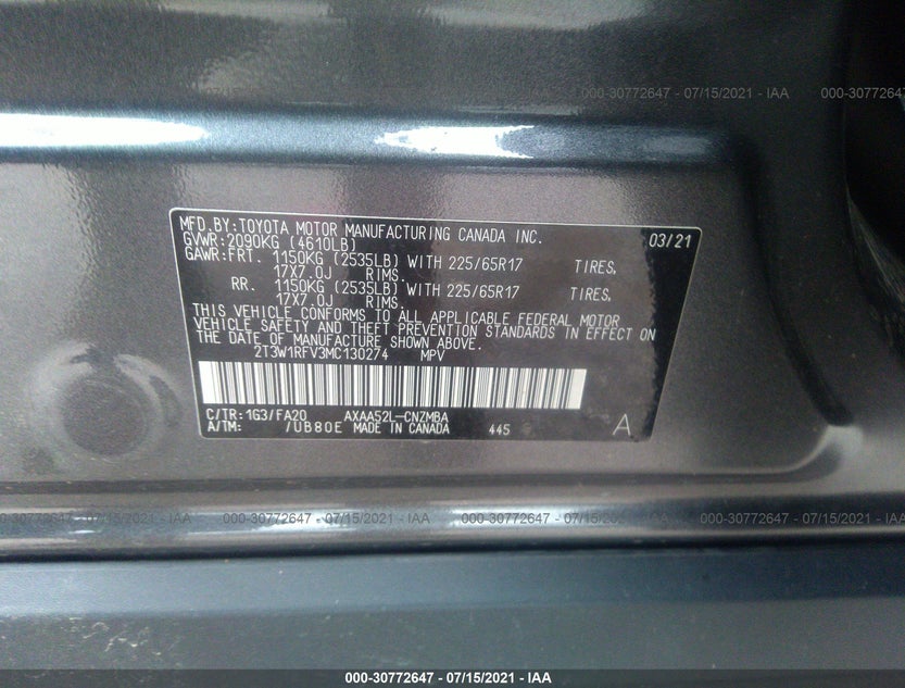 2T3W1RFV3MC130274