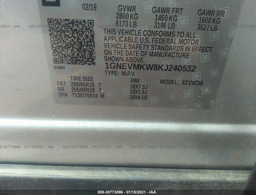 1GNEVMKW8KJ240532