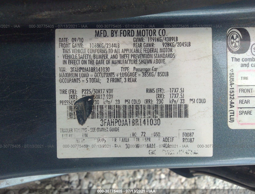 3FAHP0JA1BR141030