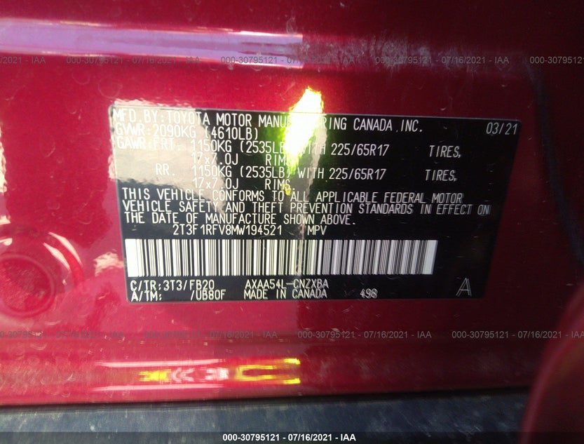 2T3F1RFV8MW194521